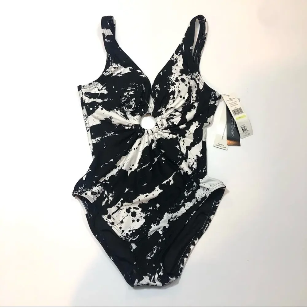 Carmen Marc Valvo One Piece Swimsuit Front Ring